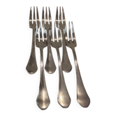 6 fourchettes à gateaux métal argenté orfèvre Ercuis medicis