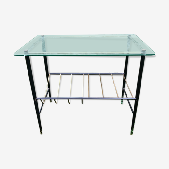 Coffee table double top glass and vintage metal