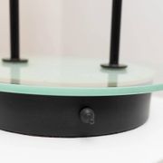 Vintage black metal table lamp with frosted glass disc, Italy, Postmodern Memphis 1980s