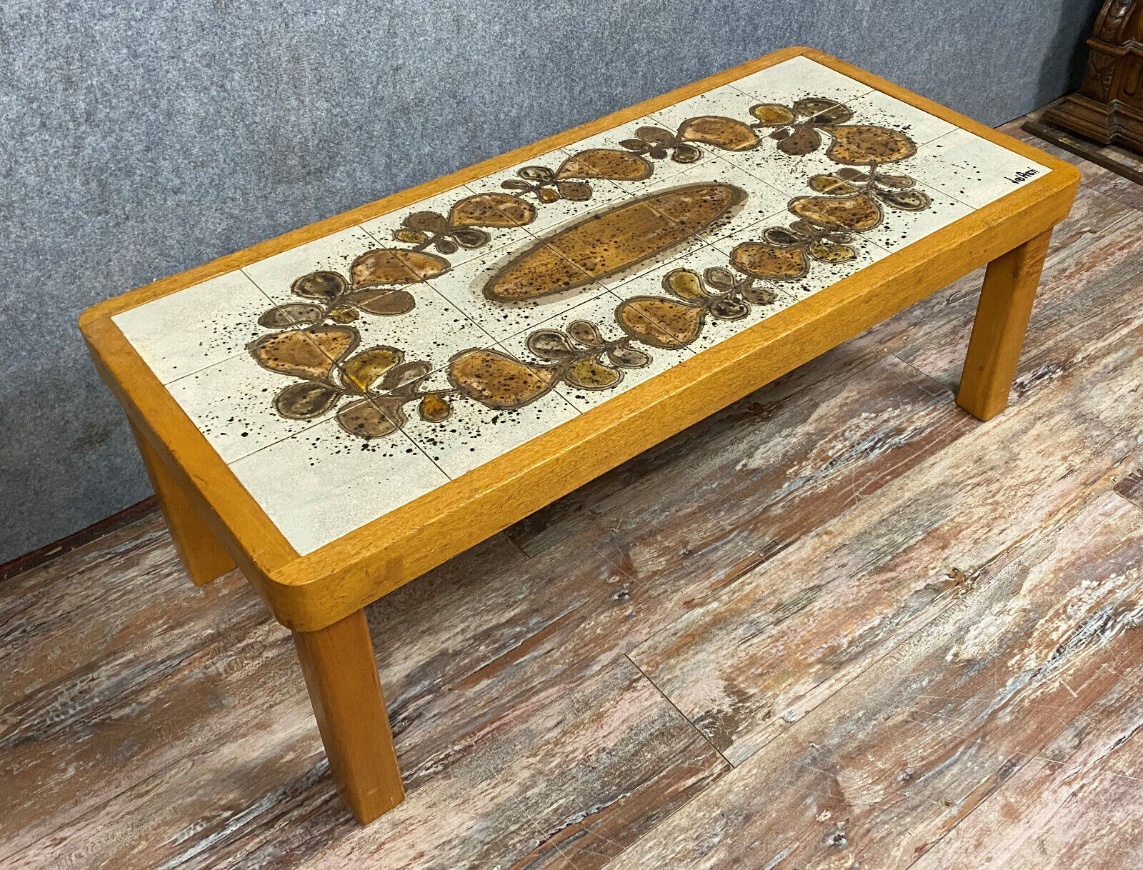 Jean d'Asti Vallauris: ceramic tile coffee table circa 1960