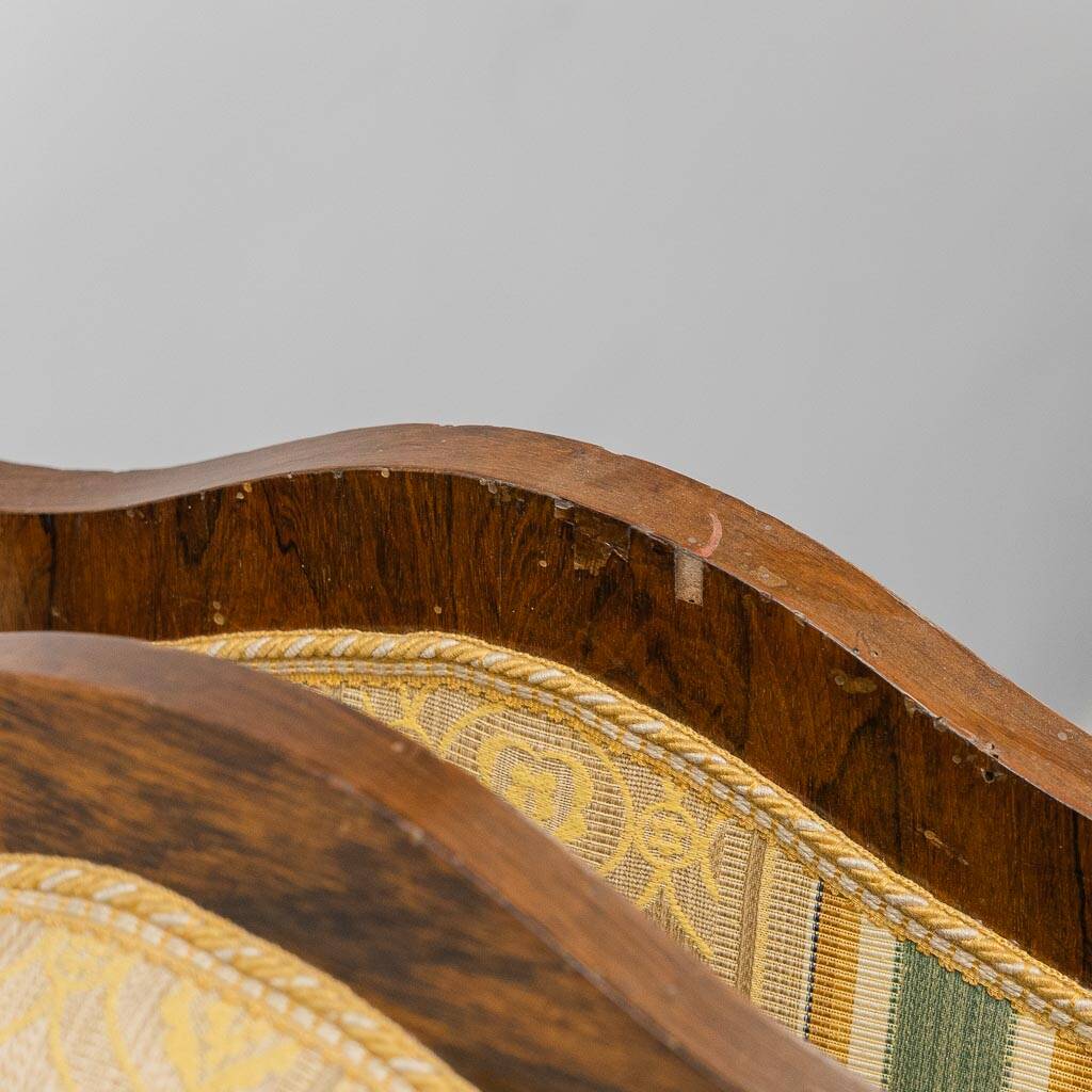 Pair of antique armchairs in wood and fabric with armrests – Classic style