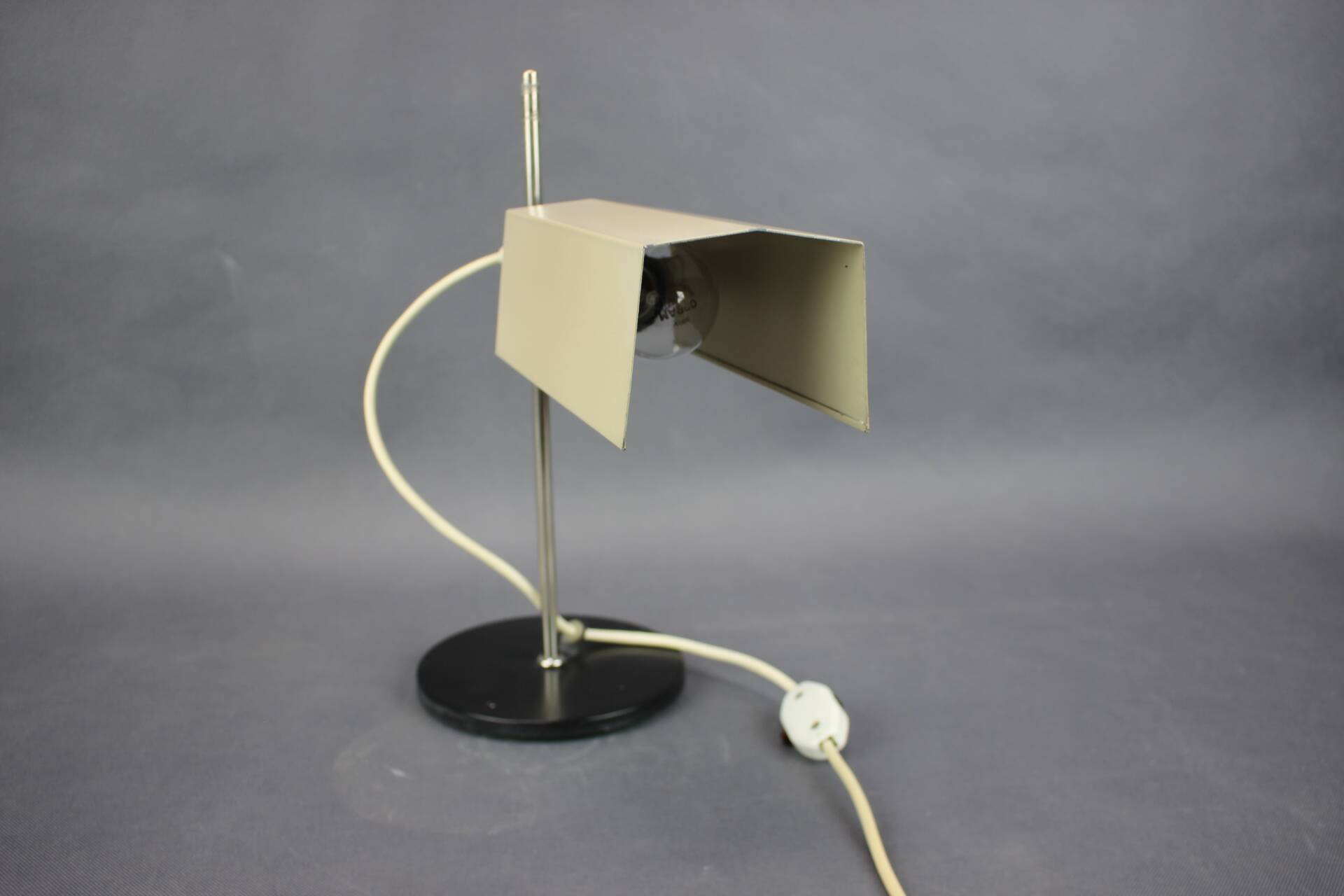 Minimalist chrome table lamp, German, Bauhaus style, 1970s.