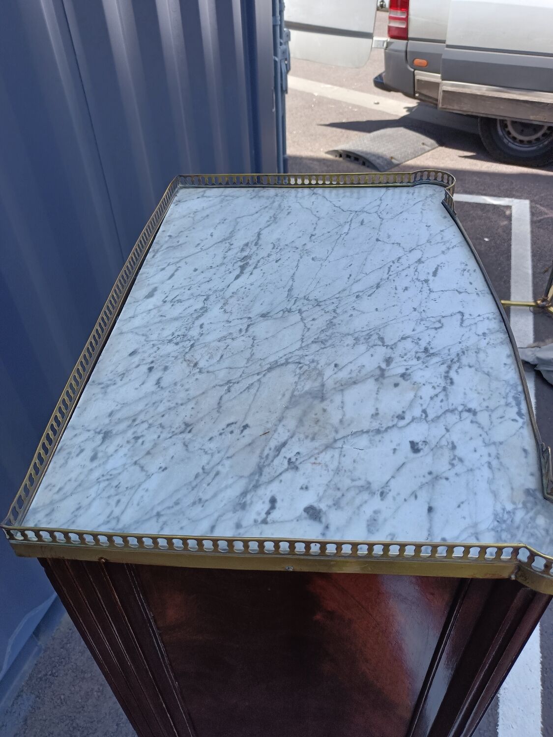 Chest of drawers style Louis XVl old marble tray