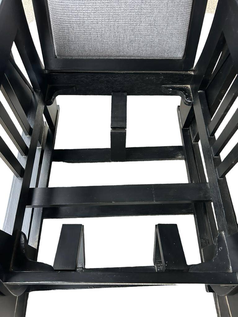 Important Pair Of Black Lacquered Rocking Armchairs Circa 1920 - 30