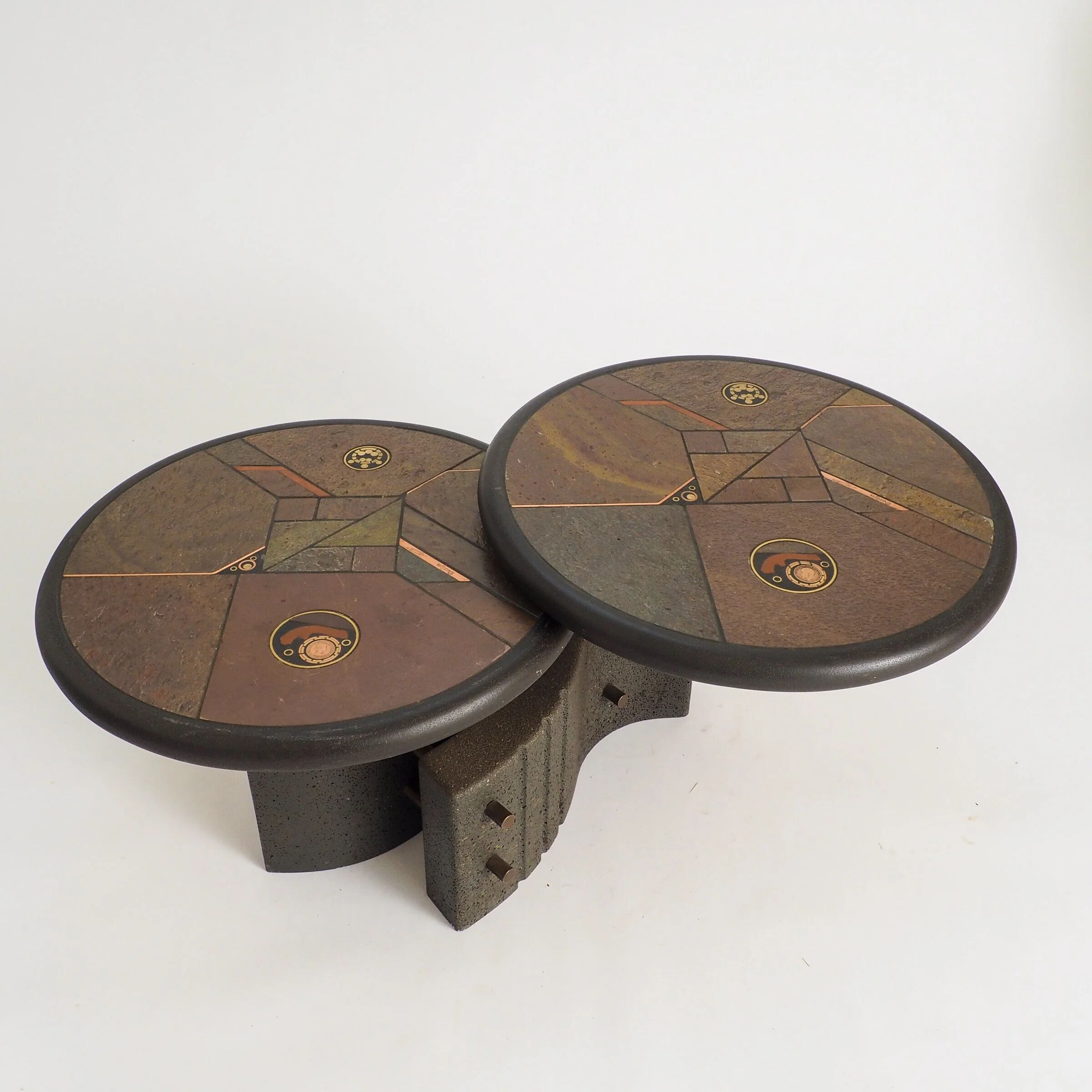 Rare two-tier modular brutalist coffee table by Paul Kingma