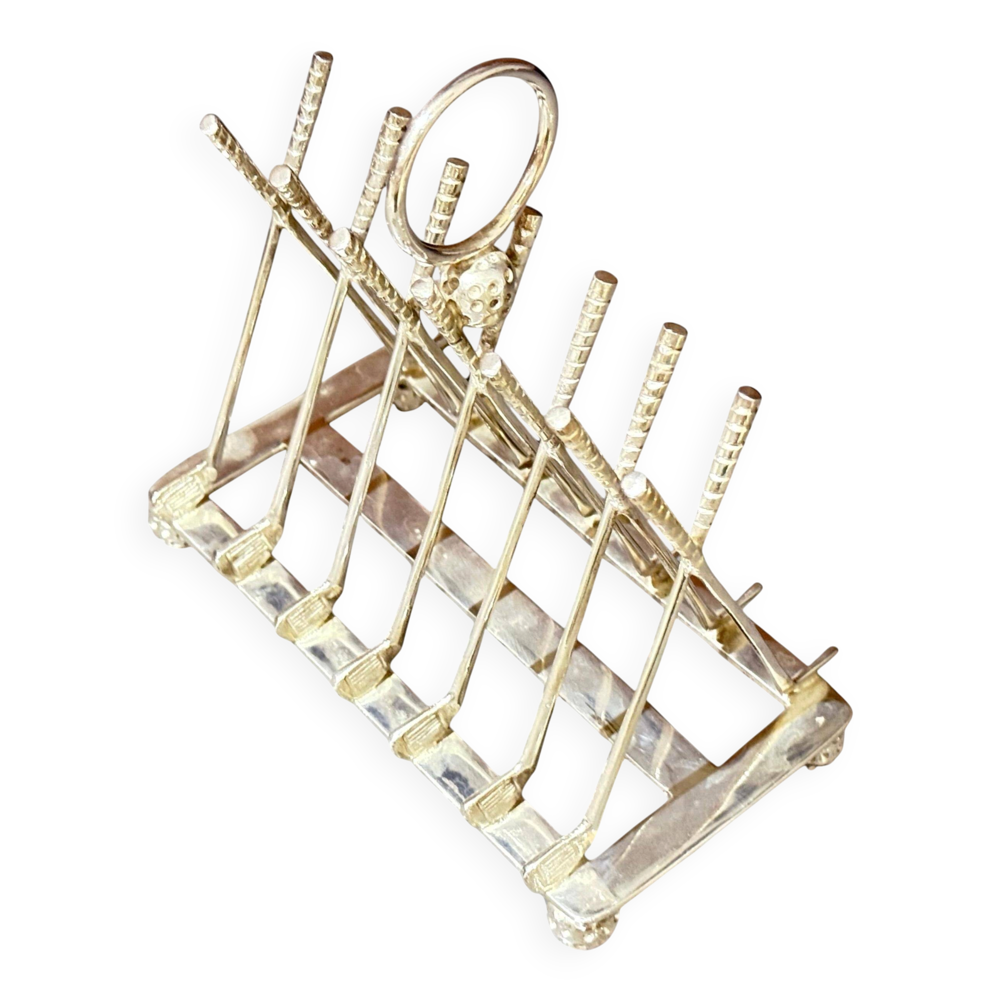 Art Deco Silver Plated Golf Ball and Club Toast Rack – Vintage Luxury Tableware