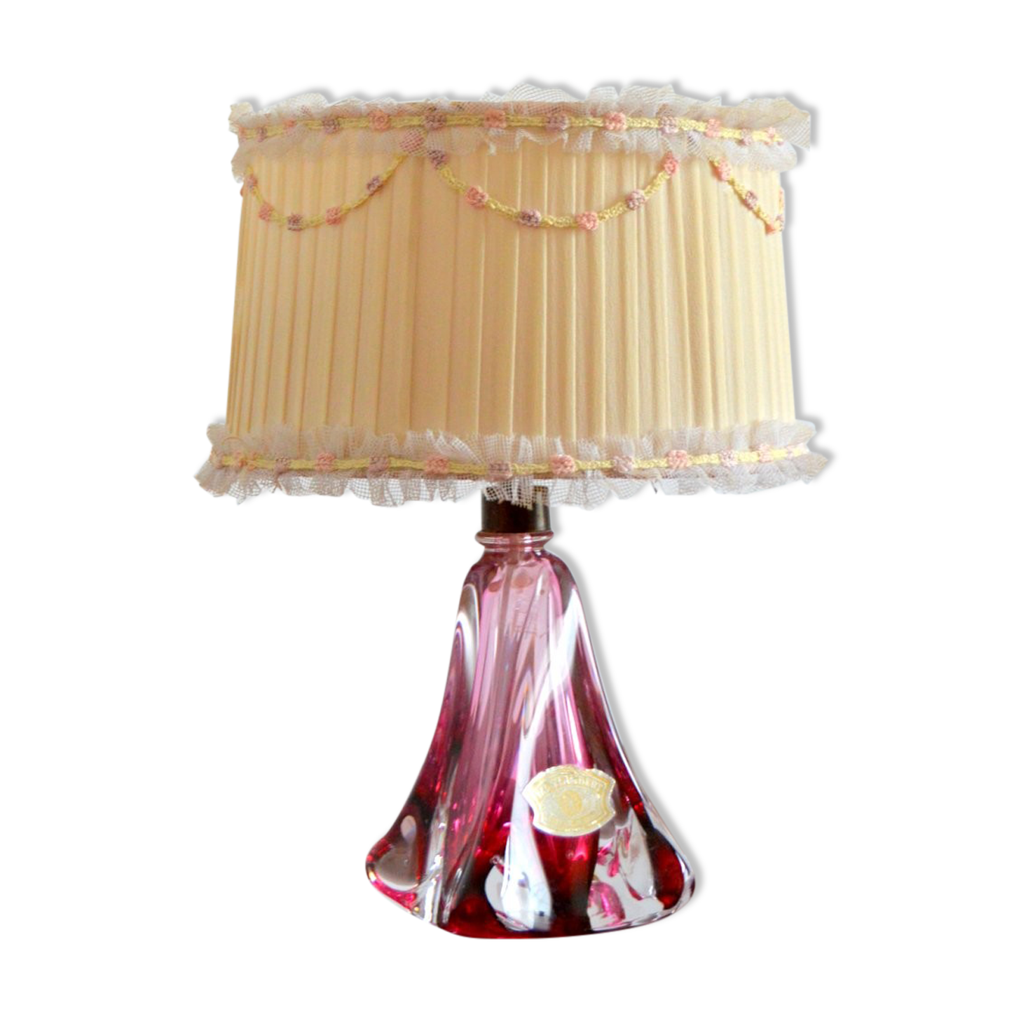 Crystal Table Lamp Val St-Lambert Belgium Vintage 1960s
