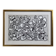 Sérigraphie encadrée sous verre d'après Jean Dubuffet, noir et blanc, années 70, 40 x 29 cm