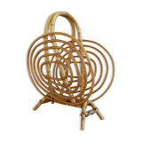 Magazine rack, wicker and rattan of the 1960