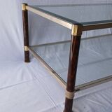 70s glass and brass coffee table