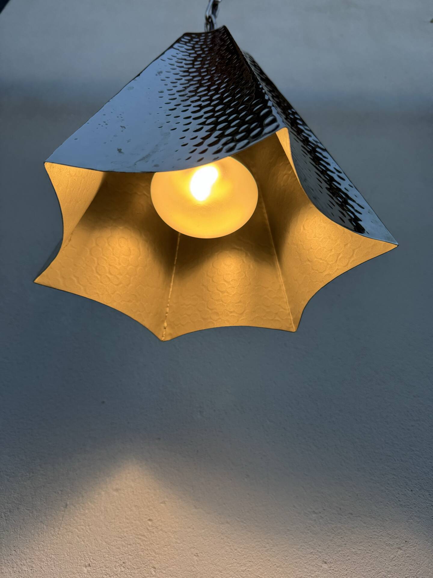 Modern hammered chrome metal suspension