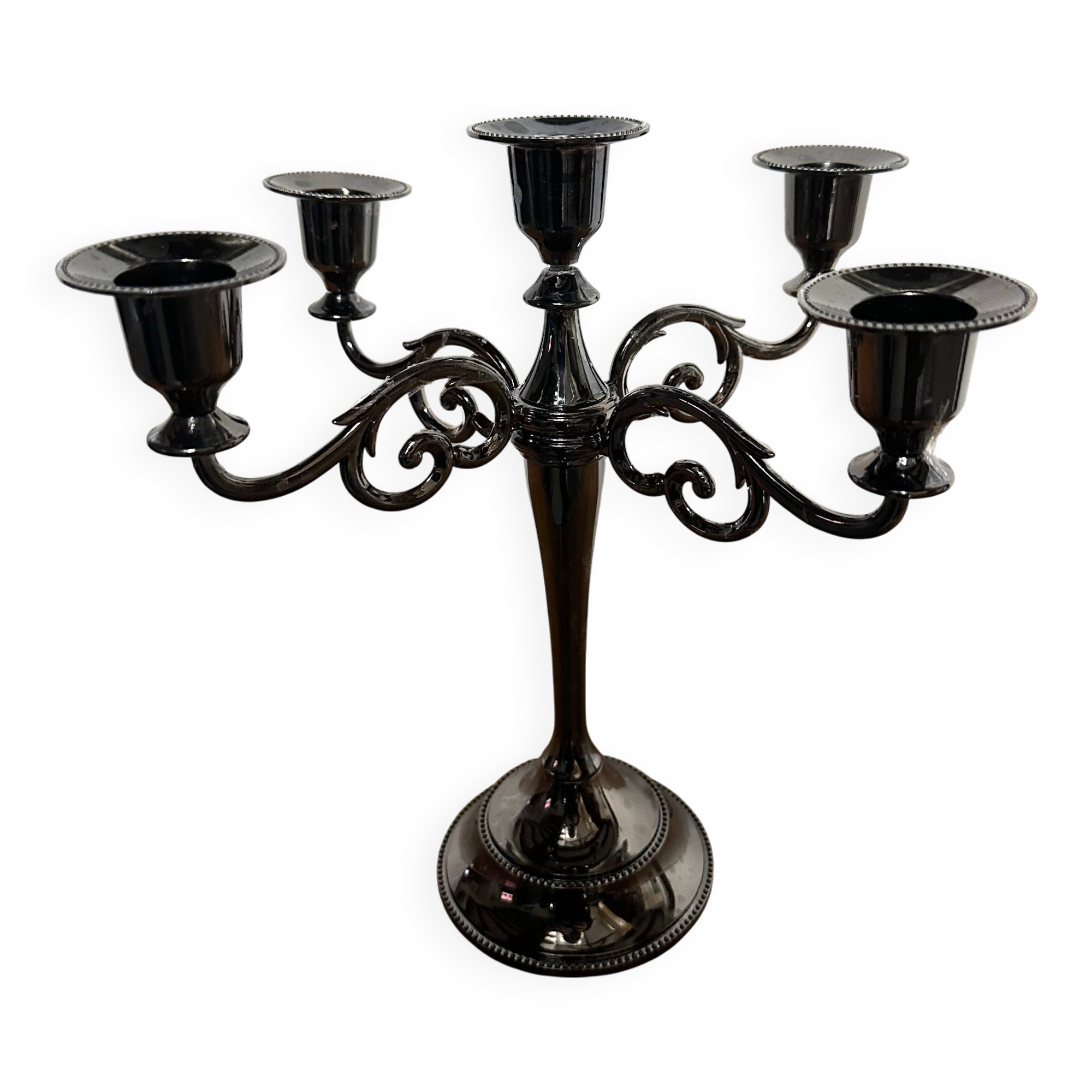 5-light chandelier in black varnished metal