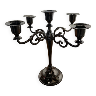 Chandelier 5 feux en métal noir vernis