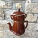 Cafetiere en porcelaine marron vintage