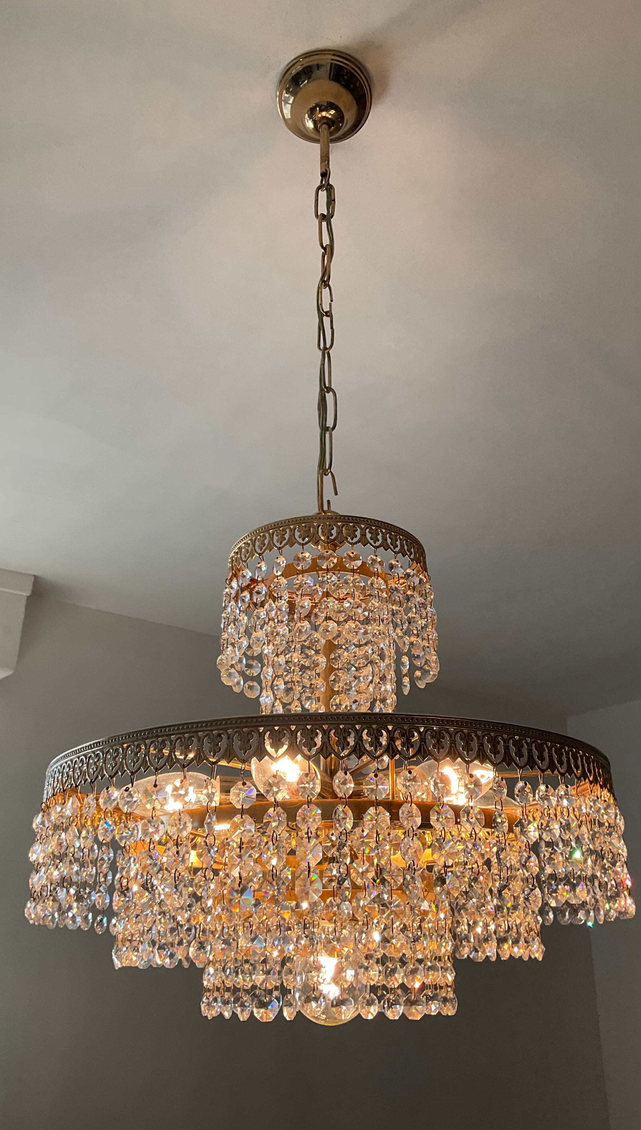 Crystal grapevine waterfall chandelier