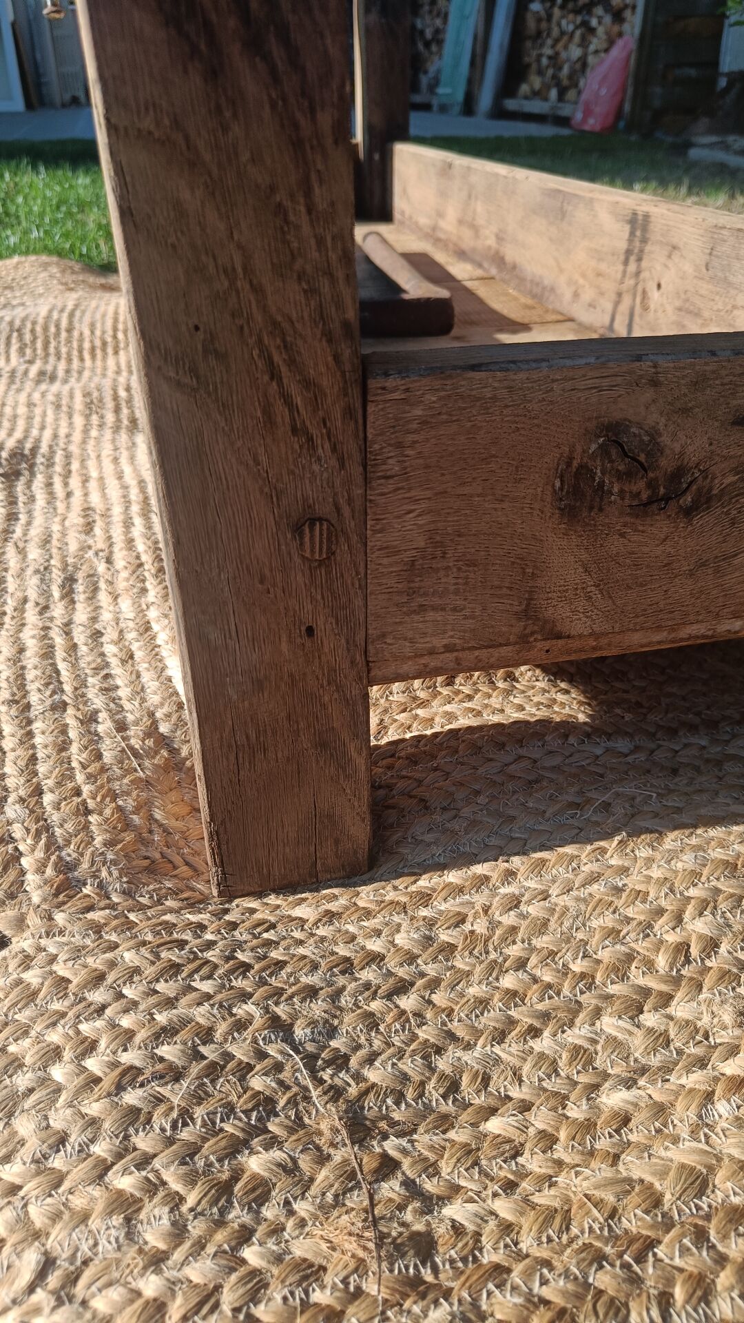 Old workshop bench in solid oak