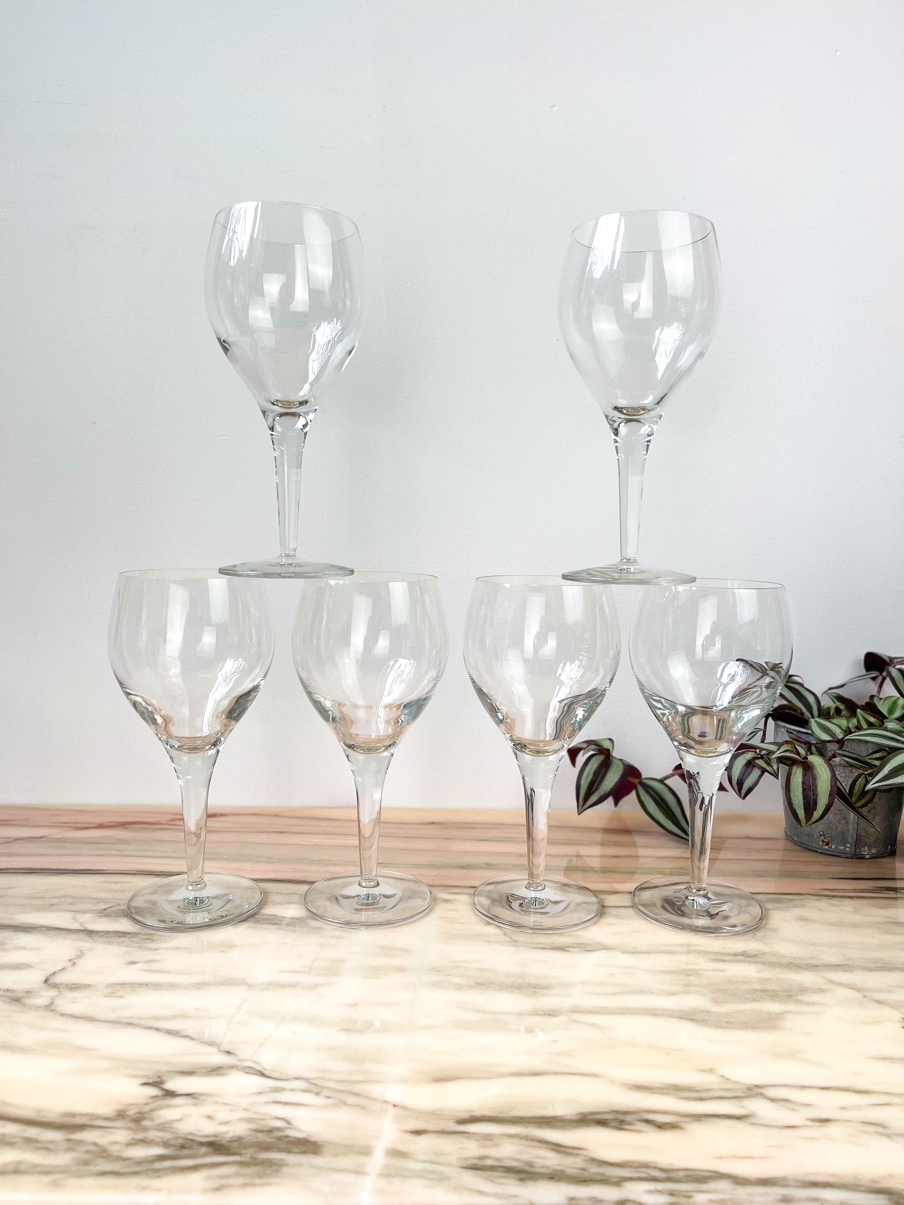 6 vintage crystal water glasses