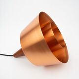 Danish vintage copper and teak lamp, 1960s