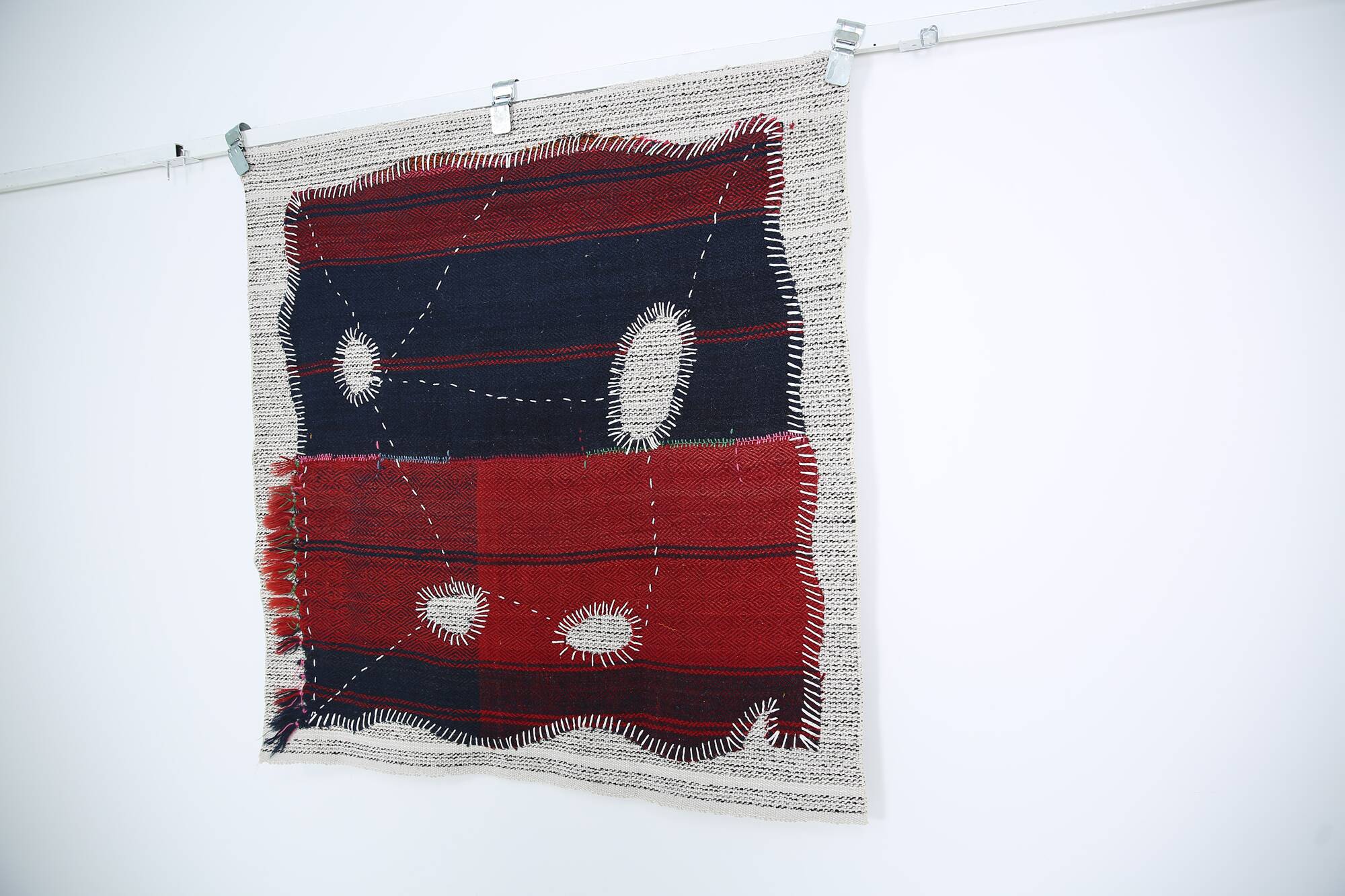 Hand Woven Tribal Wall Hangin, Boho Textile Art, 103x106 Cm