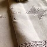 Antique sheet in pure linen tinted in mauve jacana