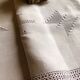 Drap ancien en pur lin teinté en mauve jacana