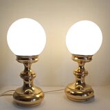 Pair of gilded metal lamps