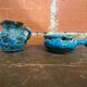 Pichet + Pan Charles CART Cyclope Ceramic Blue France Vintage #D5