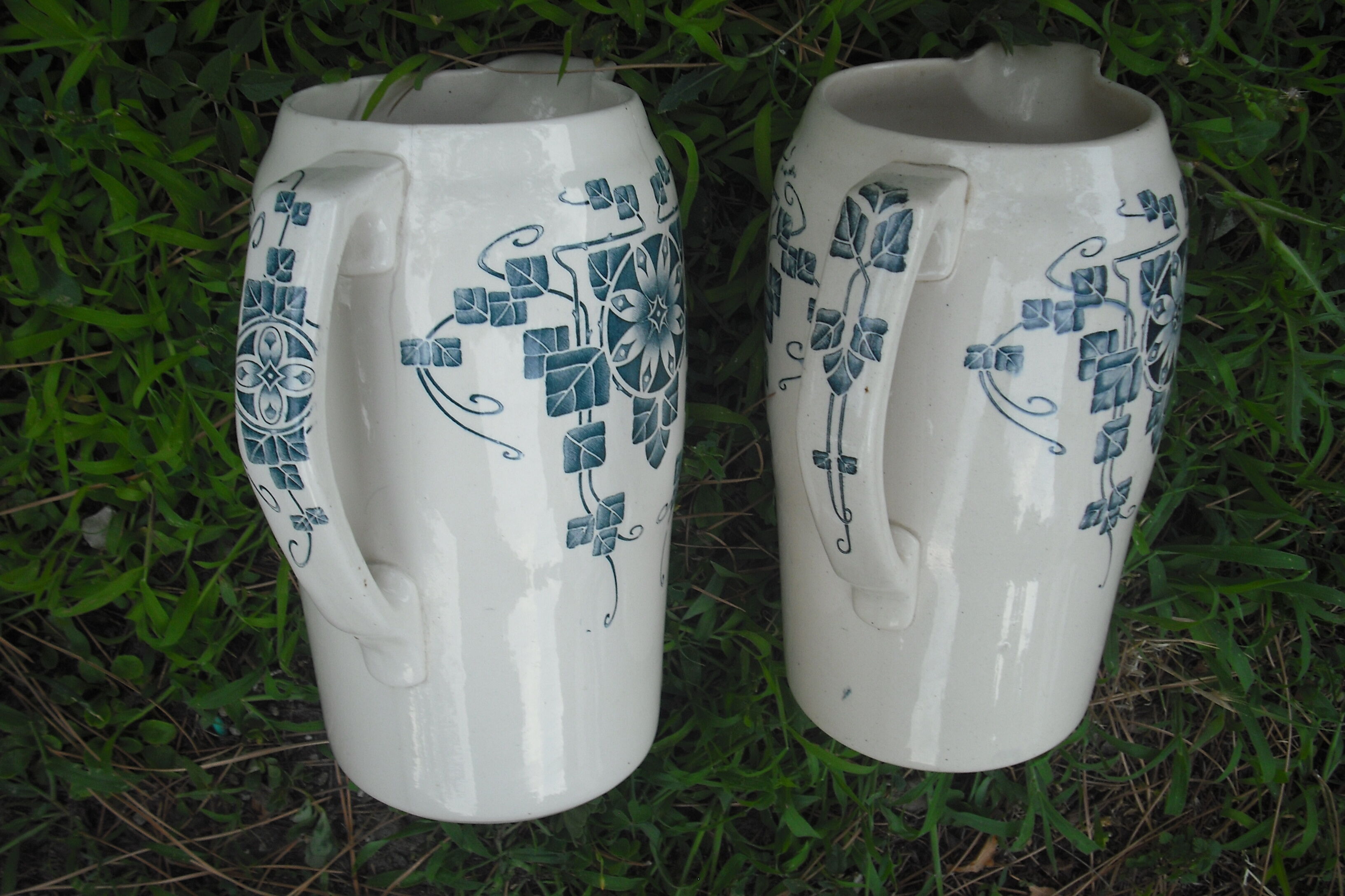 Two earthenware water brocs "Carmen" Longchamps