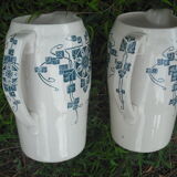 Deux  brocs à eau  faïence " Carmen" Longchamps
