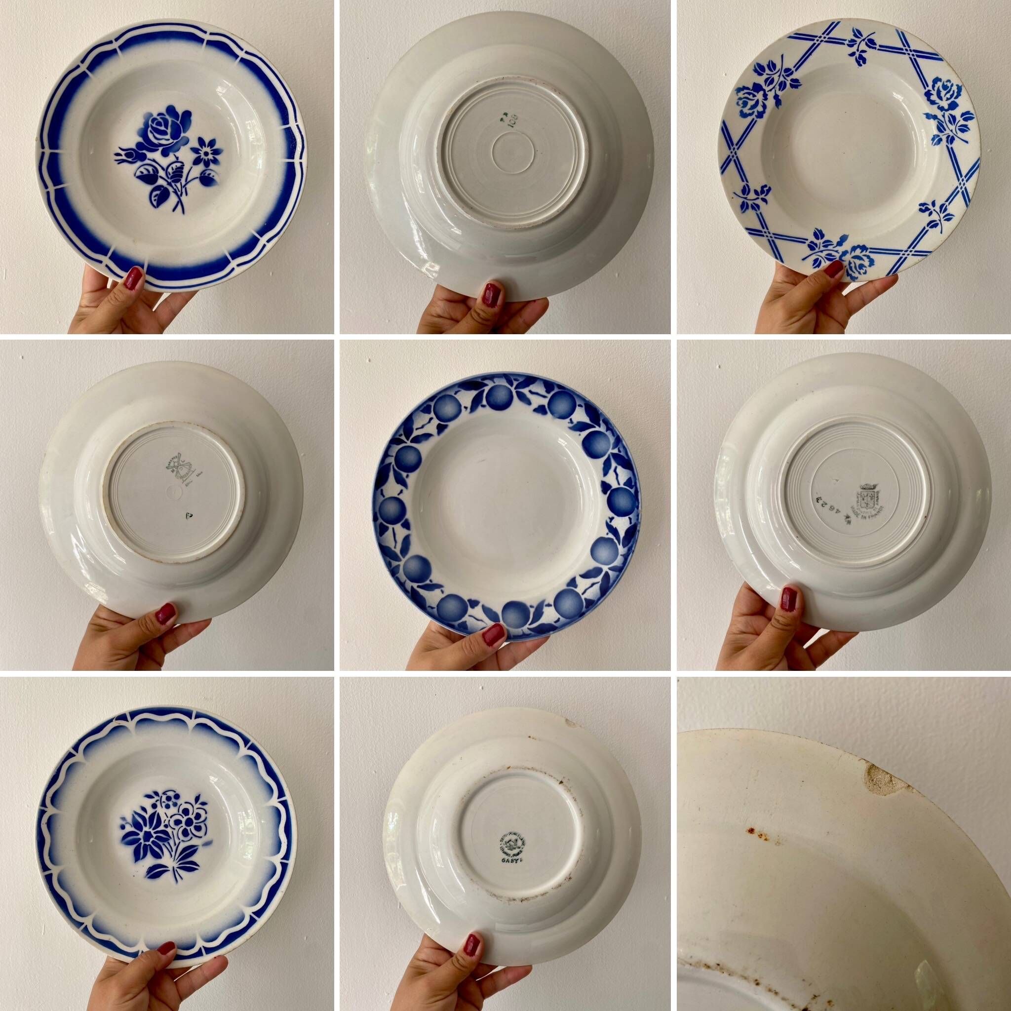Lot de 6 assiettes creuses vintage dépareillées