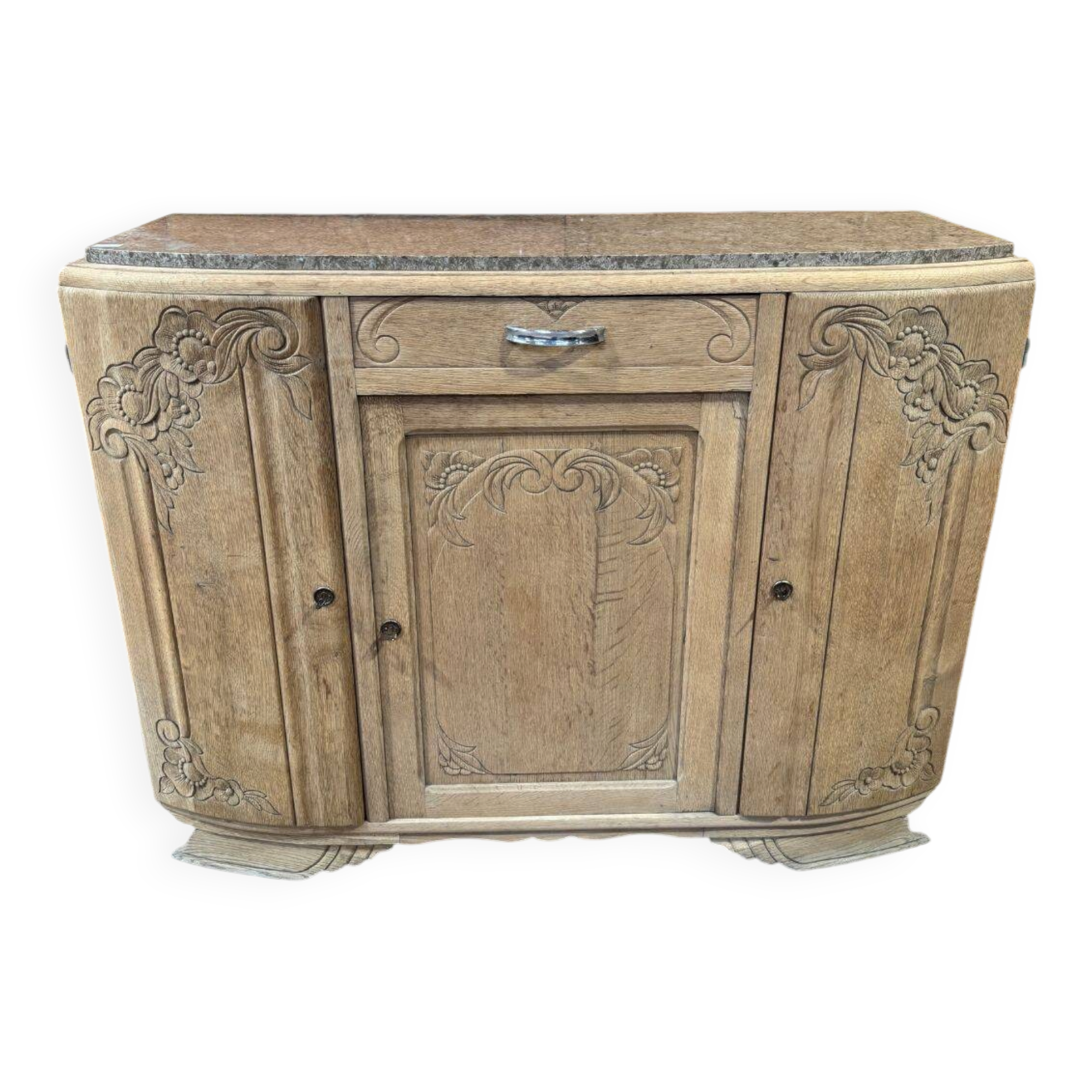 Art Deco buffet in sandblasted solid oak