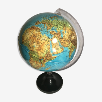 Lampe Globe Lumineux Terre Ancien + Pied Tulipe + Arceau Vintage