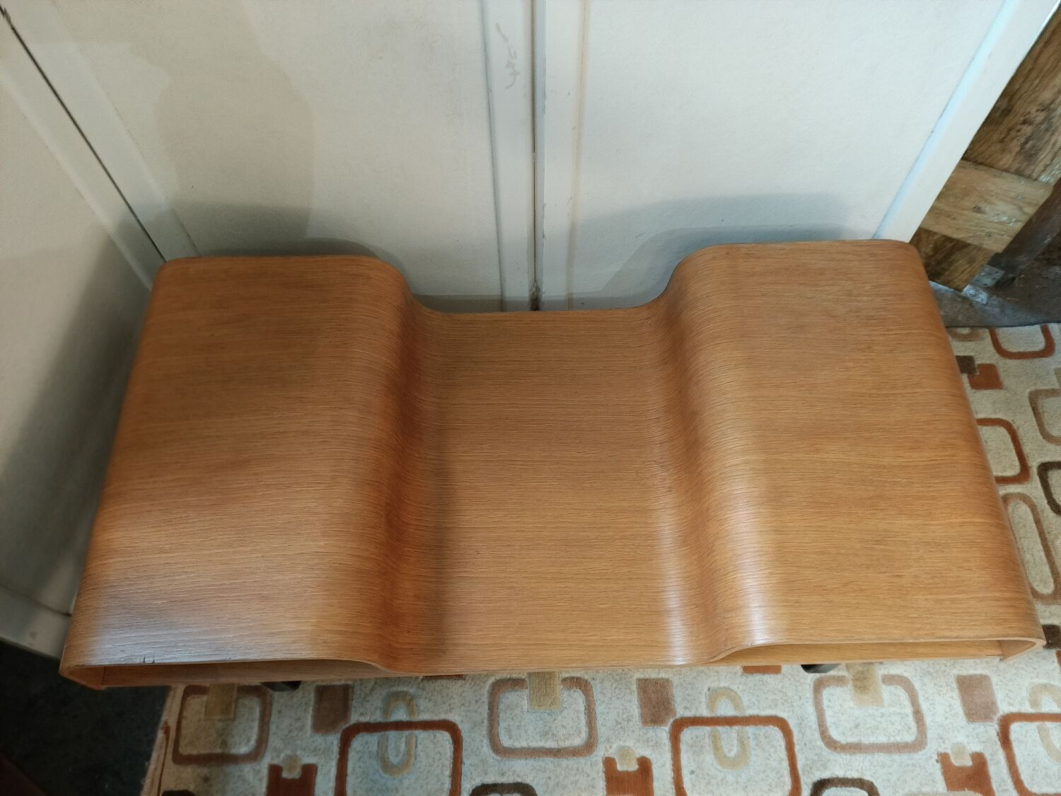 Curved wooden coffee table