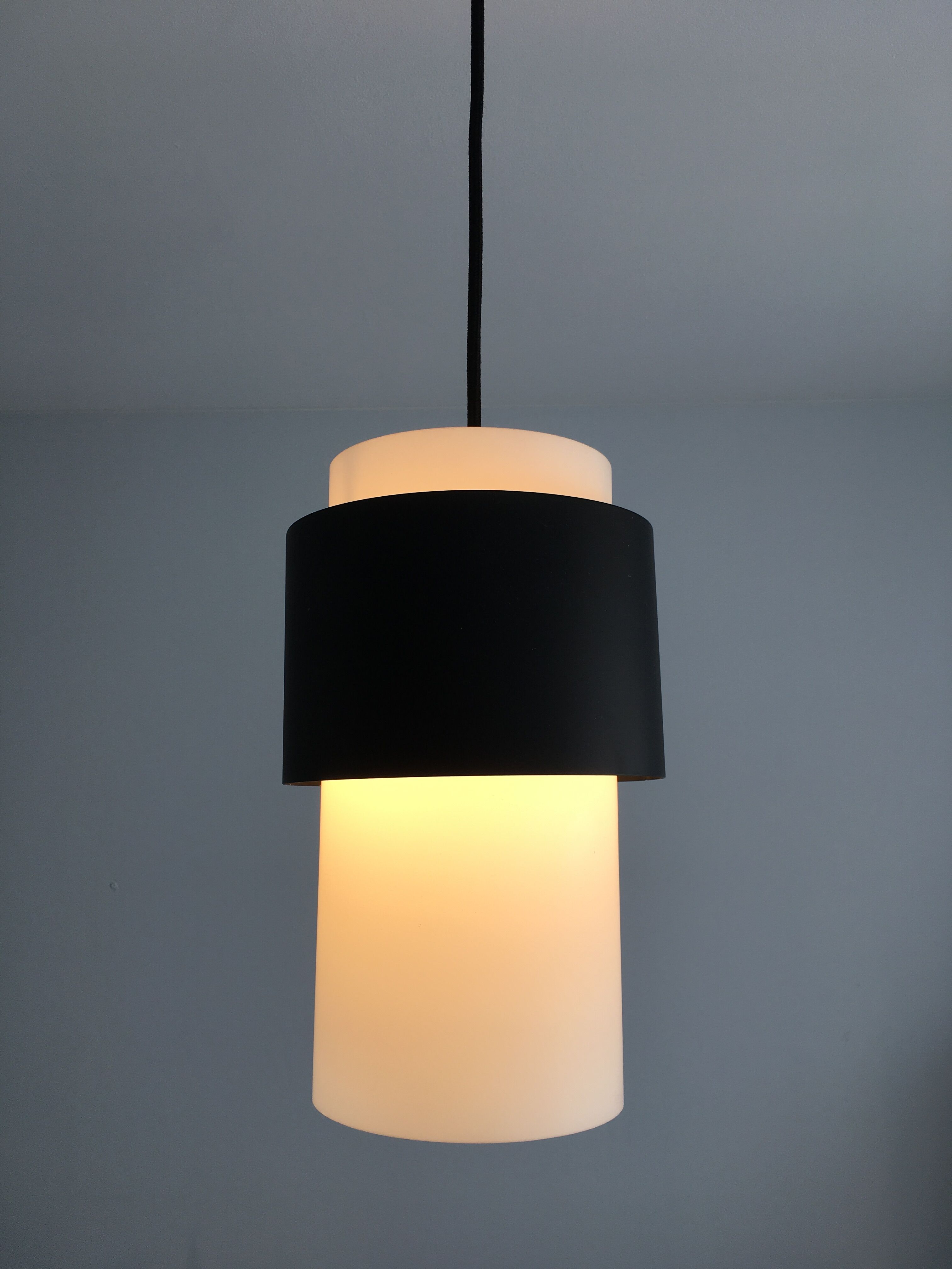 Scandinavian suspension opaline metal 1960s