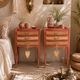 Pair of revamped bohemian / berber bedside tables with the heart "life is beautiful"