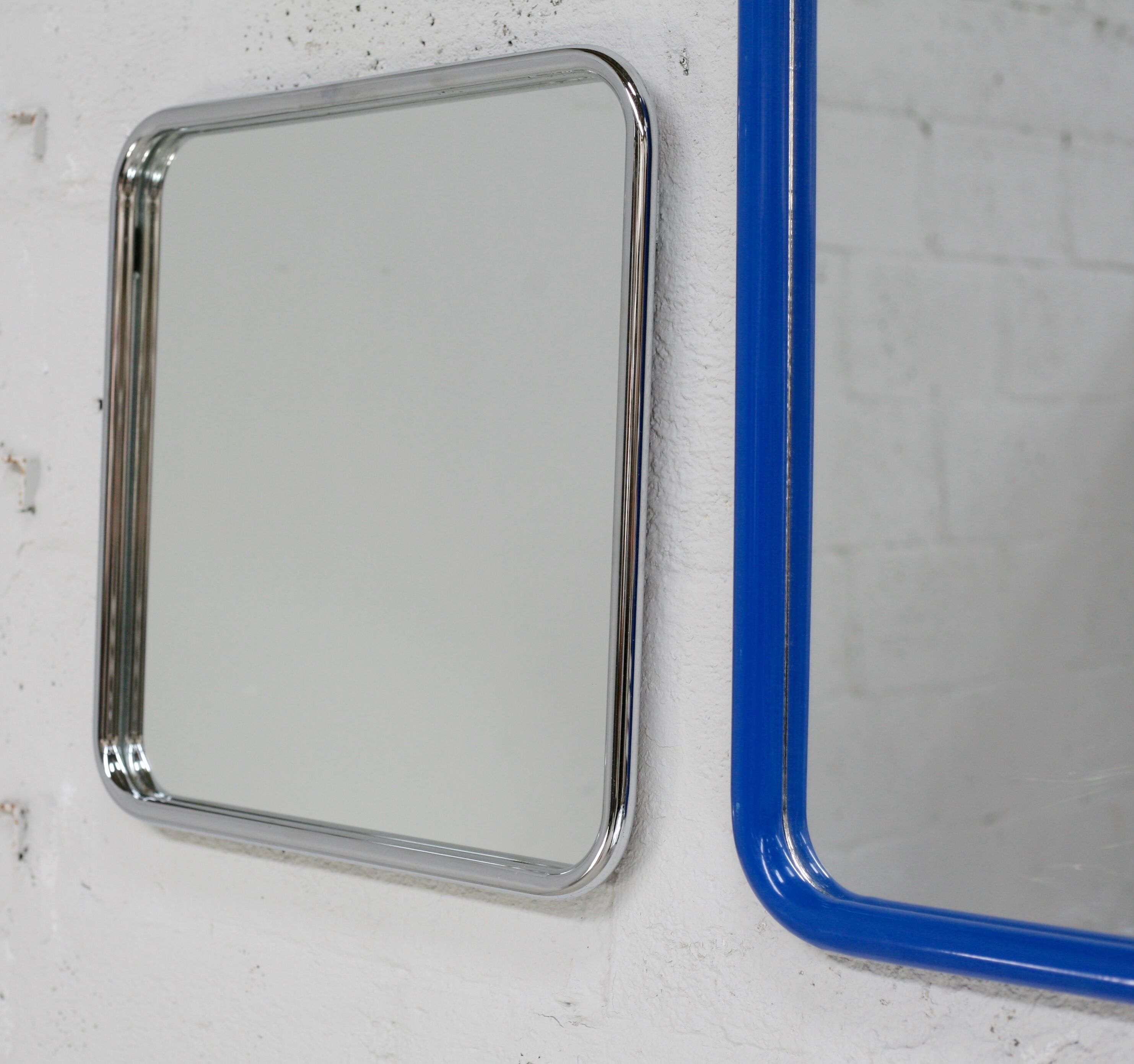 Pair of tubular steel mirrors, france, circa 1970
