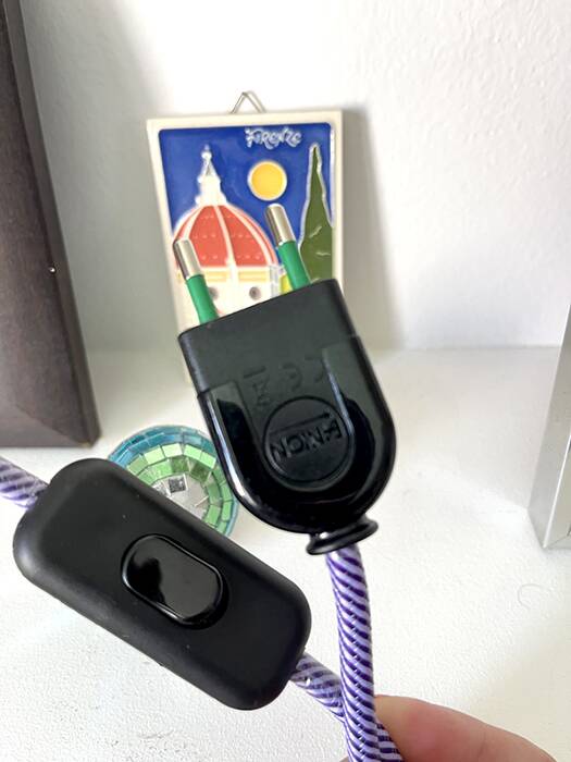 Vintage fabric blue flower lamp