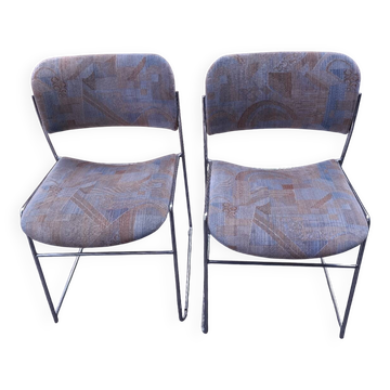 2 chaises traîneau David Rowland, années 60