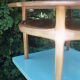 Round coffee table in solid walnut double tray of the 1970s