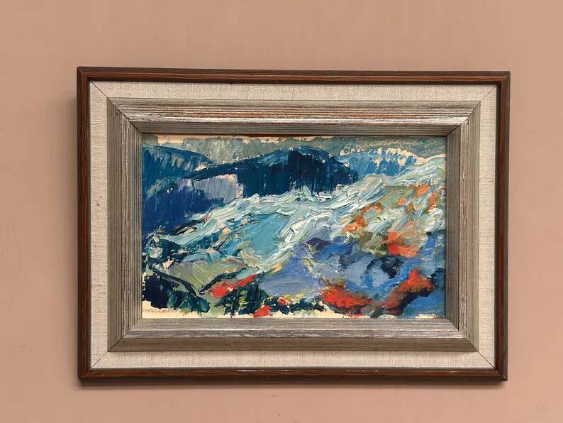 Oil on panel original Swedish - "Landscape" by Greta Liljeblad - Signed - vintage and framed - 30 × 22 cm (11.8" × 8.7")