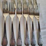 12 large silver-plated metal table forks by Guildart