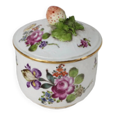Antique sugar bowl in white porcelain Europe '800, painted ceramic