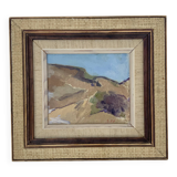 Vintage Swedish Modernist Landscape Oil Painting by Gustav Adolf Johansson 1974