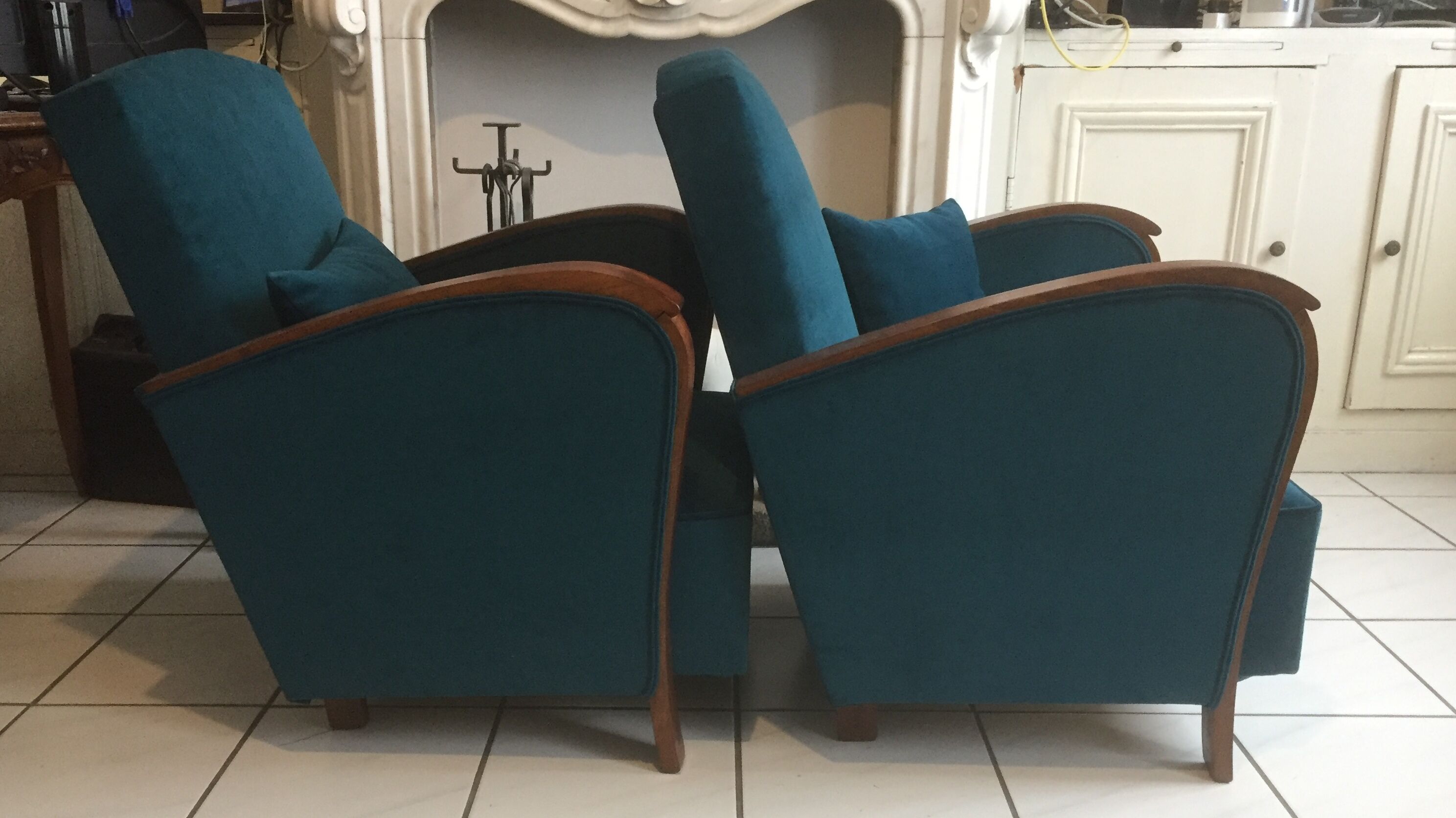 Paire de fauteuils club art déco 1920 velours