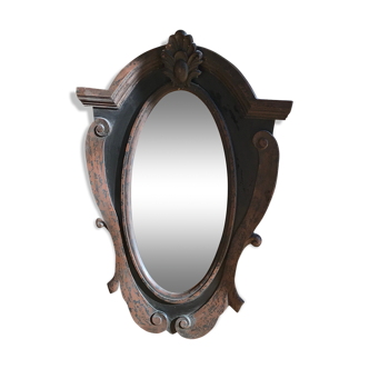 Oval wooden mirror 101x70cm