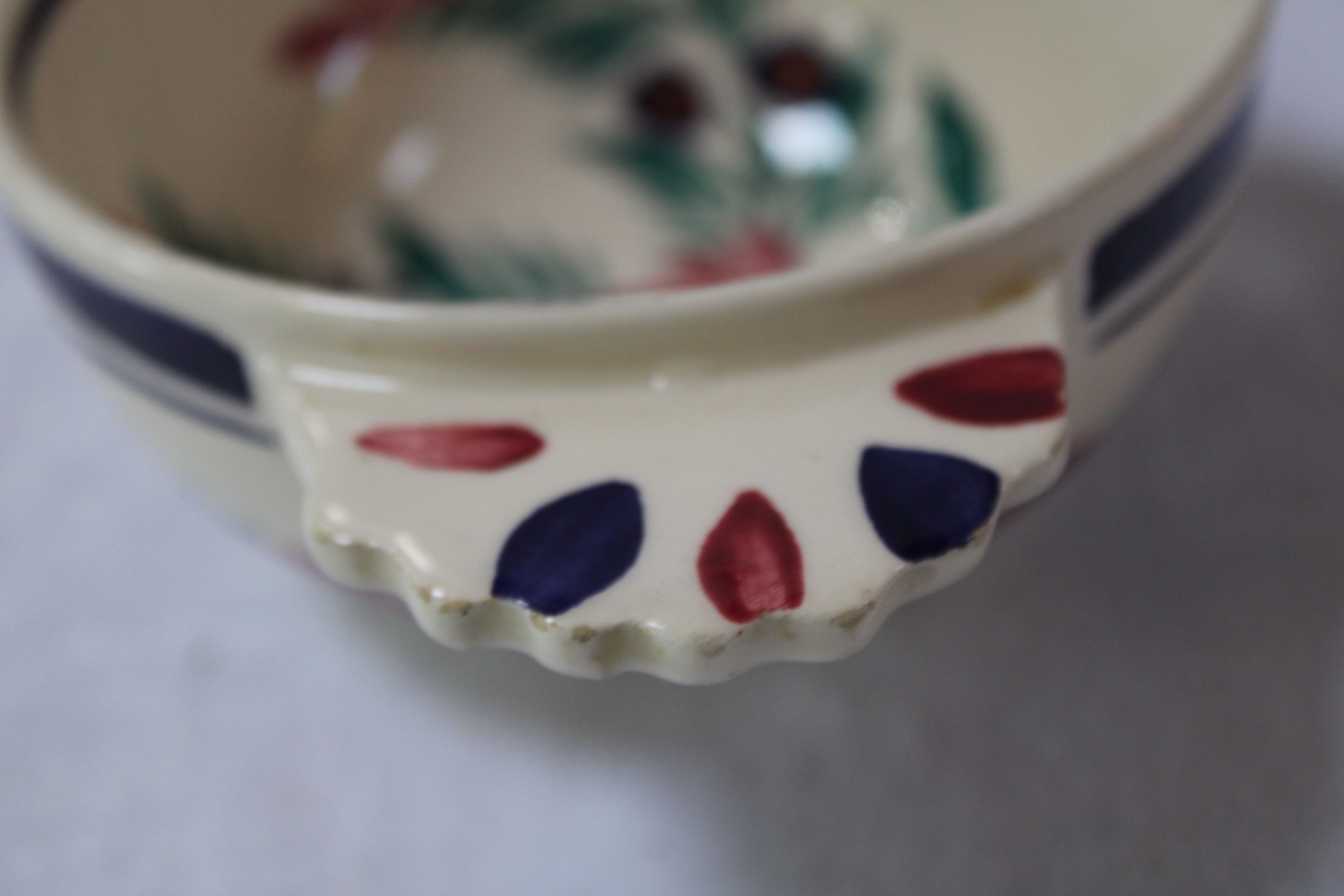 Ceramic eared bowl signed HB Quimper
