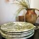 Set of 6 flat plates english style Lunéville verte
