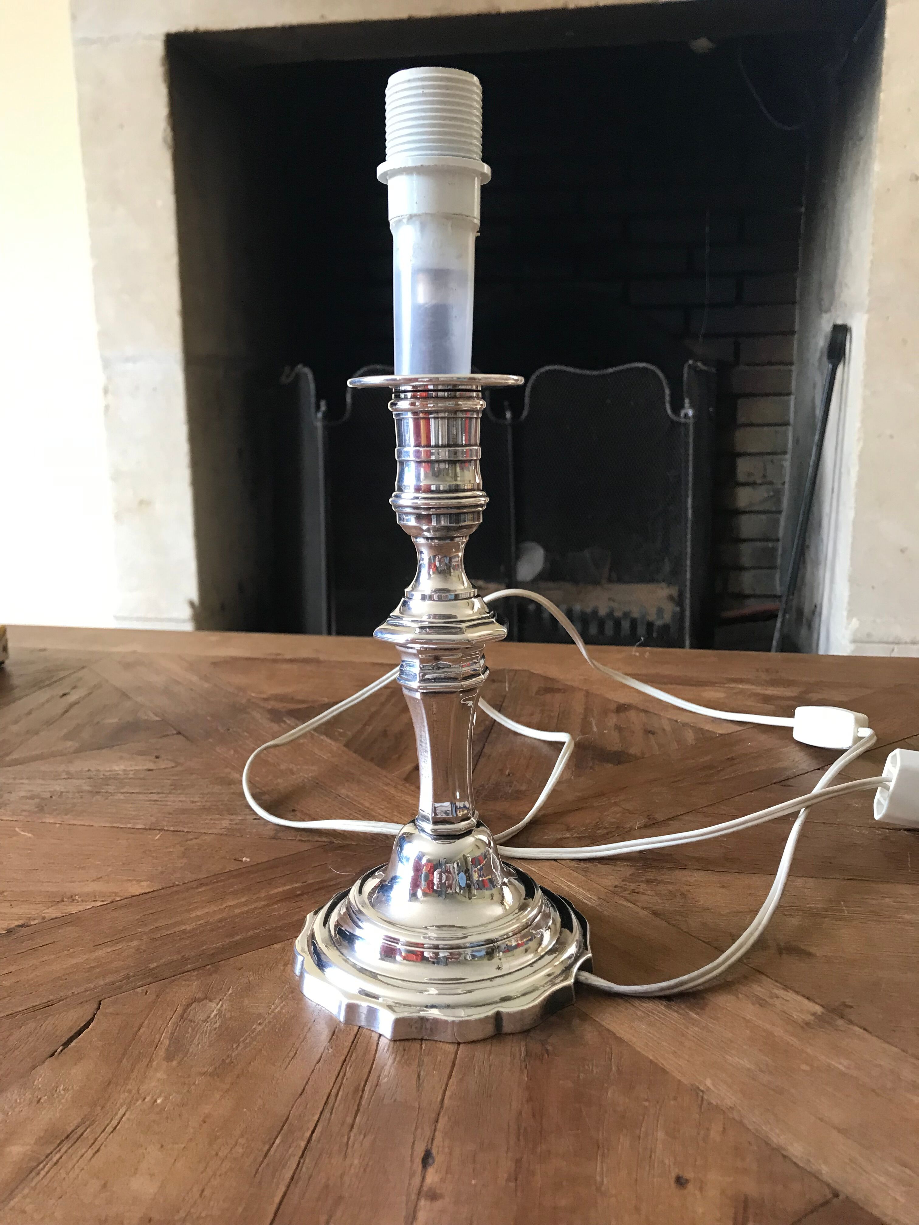 Louis XV silver metal lamp base