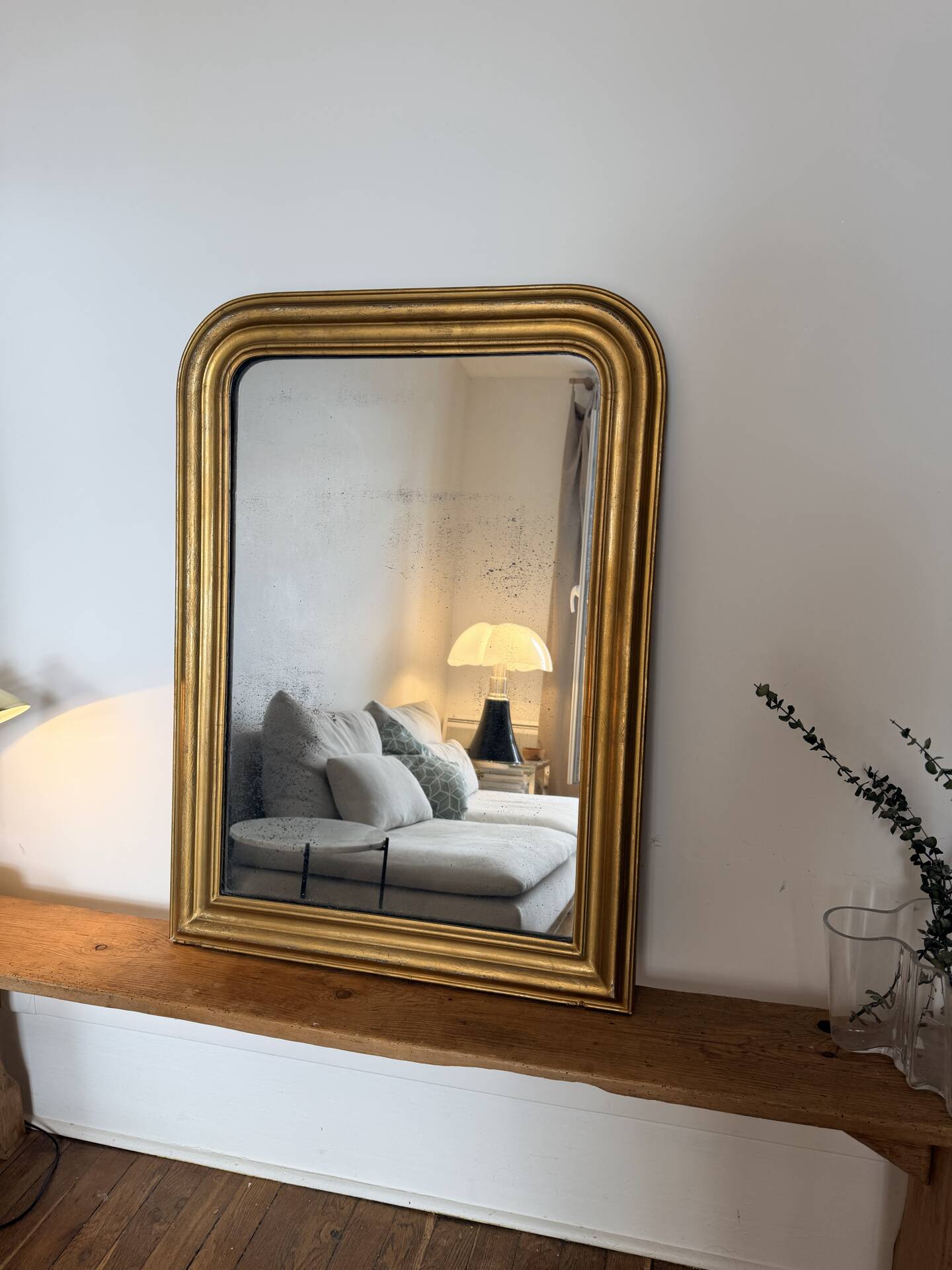 Louis-Philippe gilded mirror with mercury glass 89x65cm