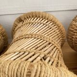 4 tabourets corde et rotin
